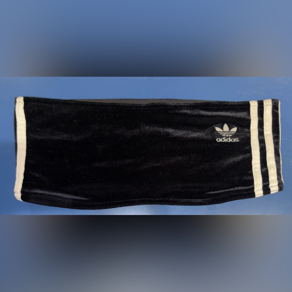 Adidas Velvet Black Skirt with Cream Stripes